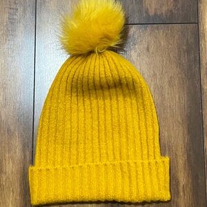 Only Mustard Knit Beanie with Pom-Pom